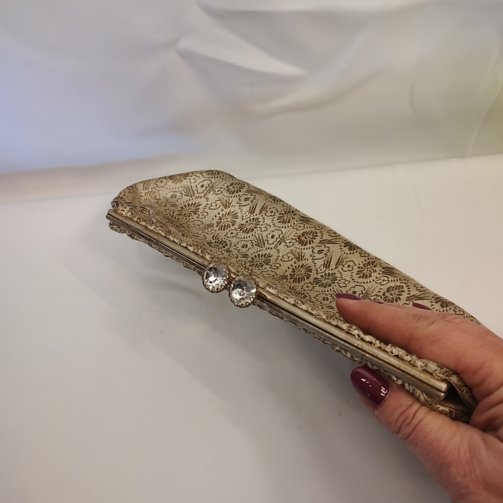 SOLD! Vintage Gold Rhinestone Kisslock Purse/Clutch France/Shillito's